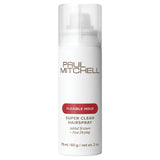 Super clean hairspray flexible hold styling spray bottle on white background