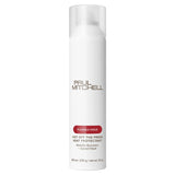 Heat protectant spray bottle for thermal hair styling on a white background