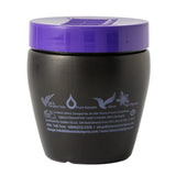 La Beaute Silverplex Hair Mask - Black jar with purple lid and lettering on white background - back