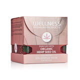 Wellness Premium Products hair mask packaging with organic hemp seed oil on a white background