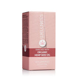 Box of wellness hair product with organic hemp seed oil on a white background