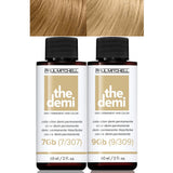 Two bottles of Paul Mitchell the demi hair color - 7GB + 9GB - on a white background