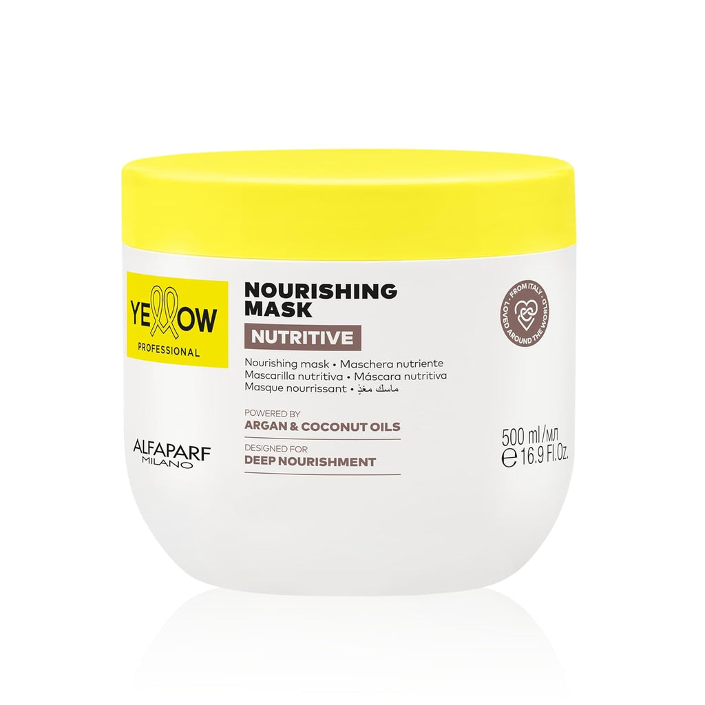 Yellow Professional Nutritive Nourishing Mask
Nourishing mask jar with yellow lid on a white background