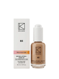 Dr. Kadir B3 Drying Lotion + Make Up in a clear bottle with a white dropper cap, shown next to its white packaging box on a clean white background.