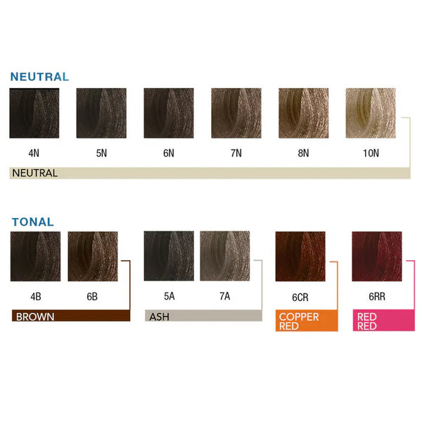 Kenra professional 10 minute Hair color chart with neutral and tonal hair color options on a white background