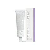Keune tinta hair color product with white tube and packaging on a white background