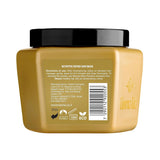 Back view of a Morena Mia Nutritive hair mask jar with text and branding on a white background