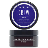 American Crew Whip jar with blue lid and black container on a white background