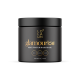 Black container of Lola Lin Glamourice Rice Water Hair Mask on a white background