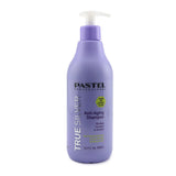 Purple shampoo bottle labeled 'Pastel Professional True Silver Anti-Aging Shampoo' on a white background
