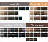 schwarzkopf Hair color chart with various shades of hair color including Naturals, Beiges & Golds, Cendres & Cools, and Chocolates.